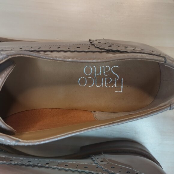 Franco Sarto Illia Faux Patent Leather Taupe Wingtip Shoes Women US 9M - Picture 9 of 14